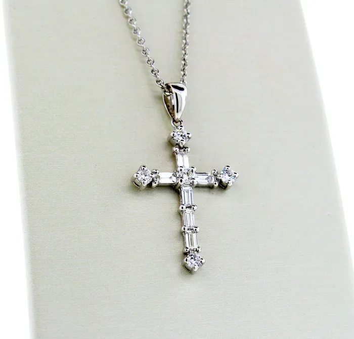 PINK DIAMOND INC Necklaces 18KW Diamond Cross Pendant