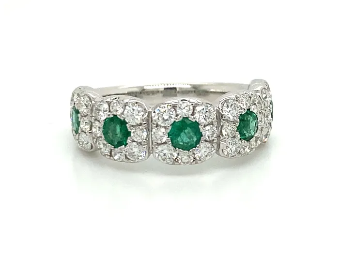 PINK DIAMOND INC Rings 18KW Emerald and Diamond Ring