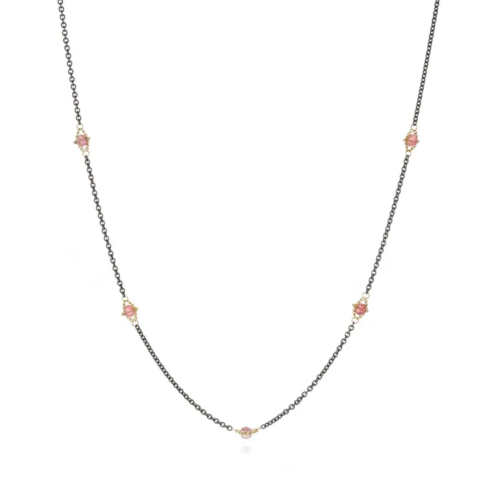 Pink Spinel Textile Station Necklace Amali Necklaces