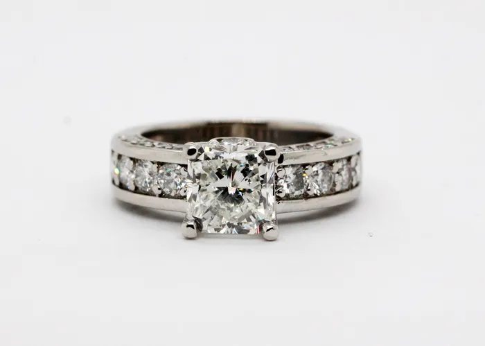 Platinum 3.69 CTTW Diamond engagement ring 2.09 CT Radiant center G- FULLERS PURCHASE FROM PUBLIC Rings