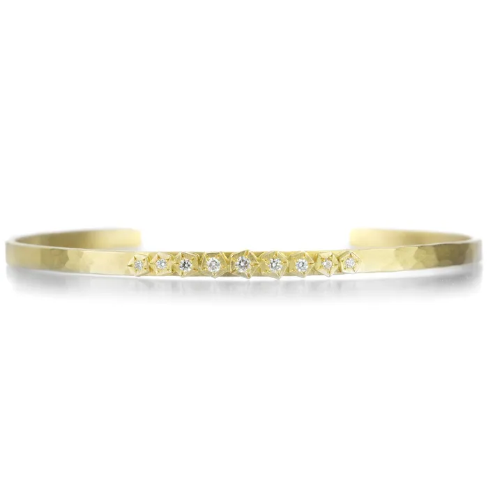 Pre-Styled Sets 18k Thin Rock Cuff with Diamonds - Annie Fensterstock