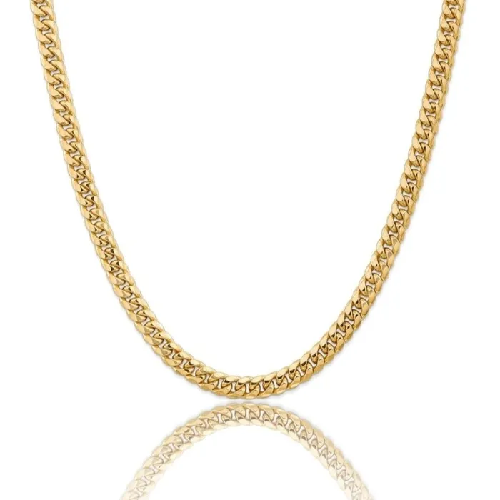 Pre-Styled Sets Bling Proud Solid 14K Gold Cuban Link Chain - 6MM