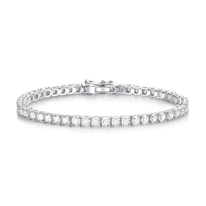 PuLuoWang Wuzhou VVS1 Moissanite 925 Sterling Silver Tennis Bracelet in White Gold Bracelets