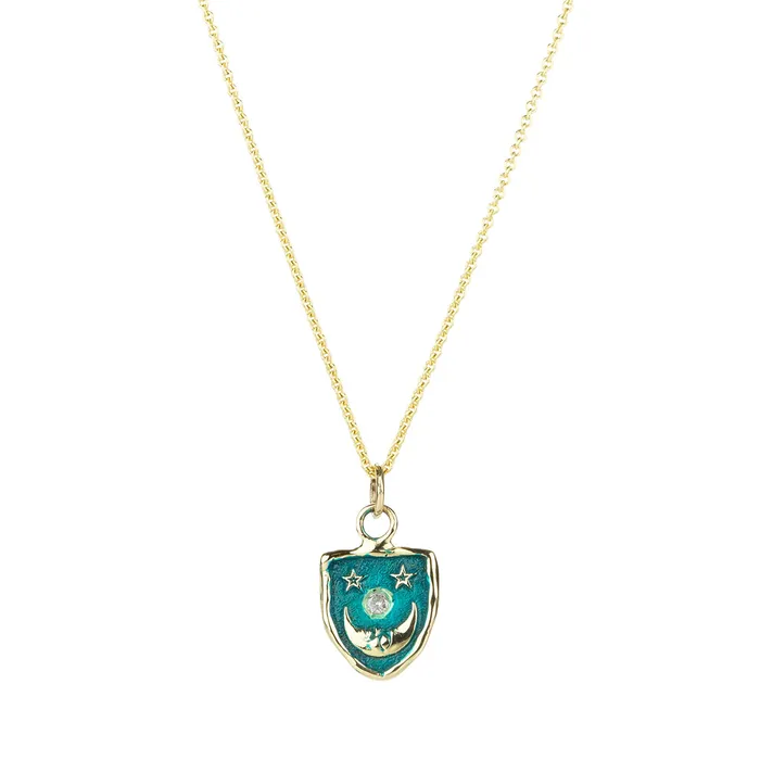 Pyrrha Necklaces 14k Blue Reflective Appreciation Talisman Necklace