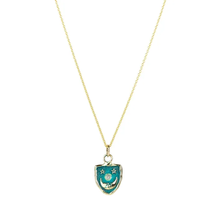 Pyrrha Necklaces | 14k Blue Reflective Appreciation Talisman Necklace