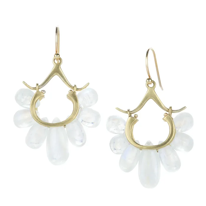 Rachel Atherley Earrings Small 14k Rainbow Moonstone Peacock Earrings