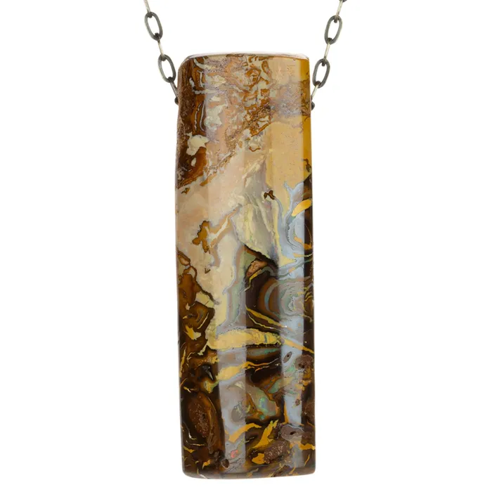 Rectangular Boulder Opal Pendant Necklace Joseph Brooks Necklaces