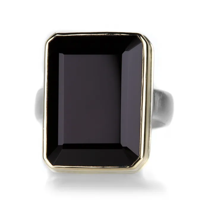 Rectangular Table Cut Black Onyx Ring Jamie Joseph Rings