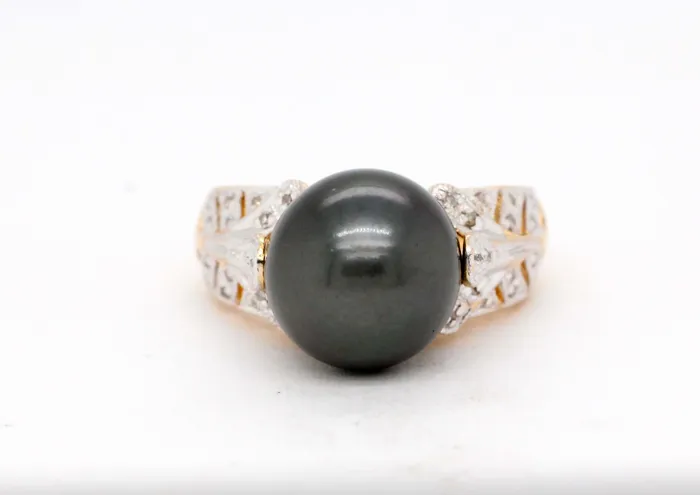 Rings 14KY 12 mm Tahitian Pearl and Diamond Ring - FULLERS PURCHASE FROM PUBLIC