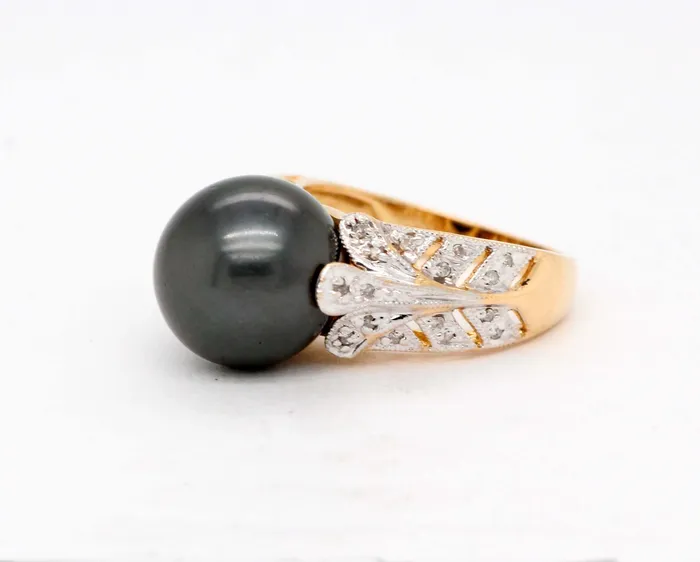 Rings | 14KY 12 mm Tahitian Pearl and Diamond Ring - FULLER'S PURCHASE FROM PUBLIC