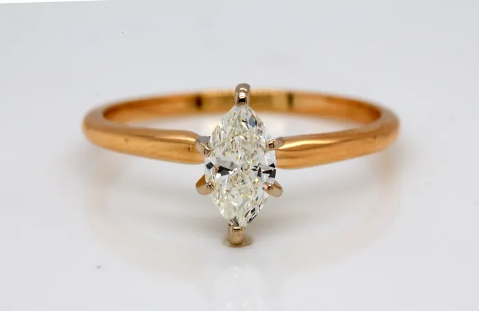 Rings 14KY .71 Ct Marquise Diamond Solitaire Ring - FULLERS PURCHASE FROM PUBLIC