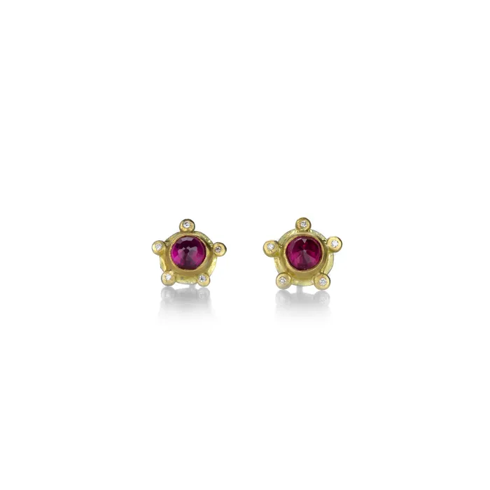 Rings Ananda Khalsa Rose Cut Round Ruby Studs