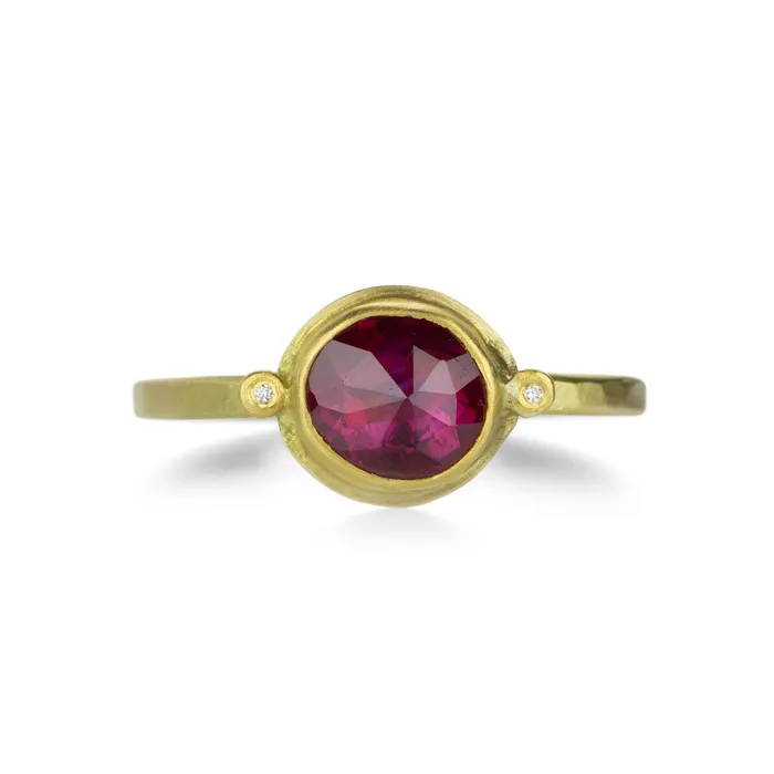 Rings Ananda Khalsa Rose Cut Ruby and Diamond Ring