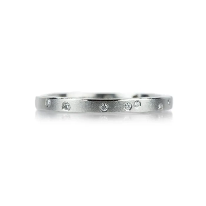 Rings Barbara Heinrich Square Platinum Band with Diamonds