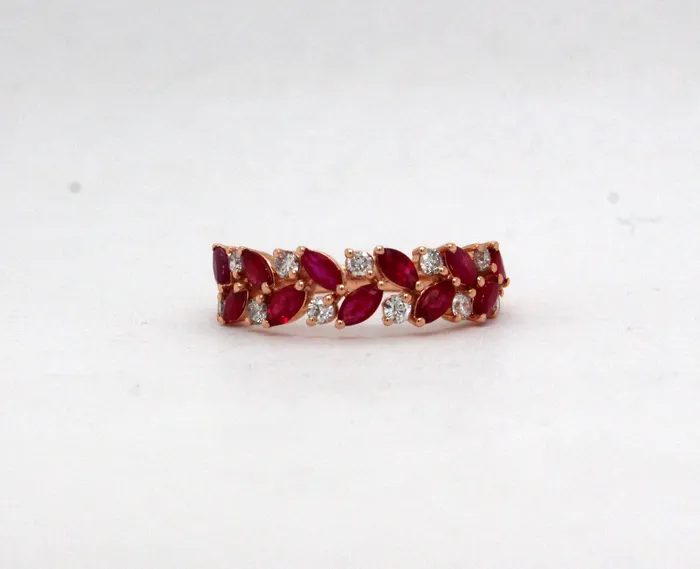 Rings ETHOS Creations 14KR 1.05 Cttw Ruby and .35 Cttw Diamond Ring H in Color and SI2 in Cl