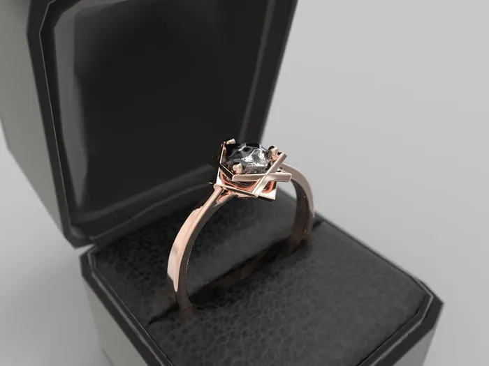 Rings | FL LLC Raw Diamond Engagement Ring Rose Gold Rough Black Diamond Uncut Diamond Engagement Ring Rough Stone Uncut Stone Rose Gold Rough Diamond