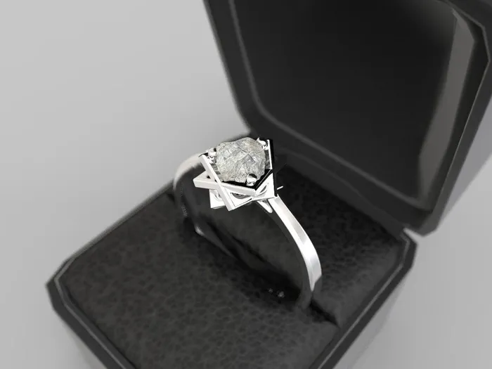 Rings | FL LLC Raw Diamond Engagement Ring Rose Gold Rough Black Diamond Uncut Diamond Engagement Ring Rough Stone Uncut Stone Rose Gold Rough Diamond