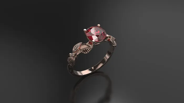 Rings FL LLC Ruby Leaf Engagement Ring Rose Gold Engagement Ring Ruby Branch Ring Ruby Gold Rose Gold Ruby Ring