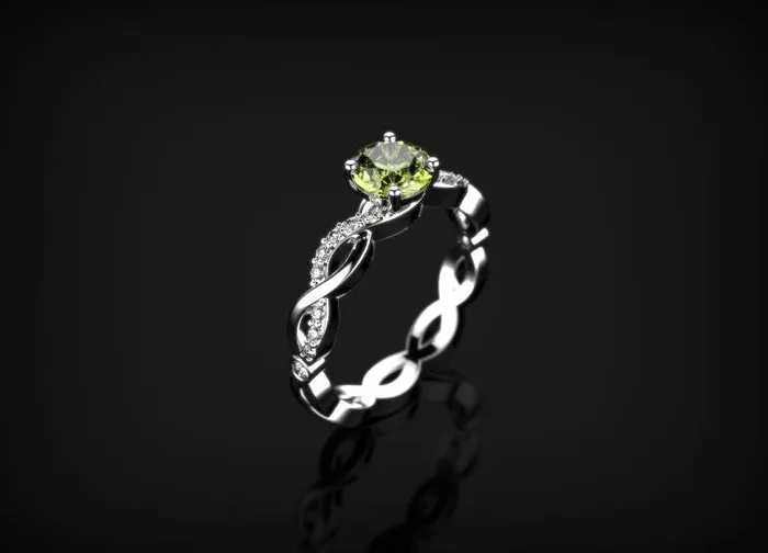 Rings FL LLC White Gold Peridot Ring White Gold Peridot Engagement Ring Peridot Engagement Ring Gemstone Ring Peridot Ring Peridot August Birthstone Ring