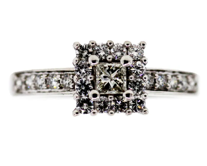 Rings FULLERS PURCHASE FROM PUBLIC 14KW 34CTTW DIAMOND CLUSTER ENGAGEMENT RING 14CT PC CTR