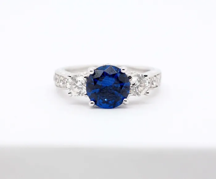 Rings FULLERS PURCHASE FROM PUBLIC 18KW 2.21 CT BLUE SPINEL AND DIAMOND RING .74 CTTW H-SI1