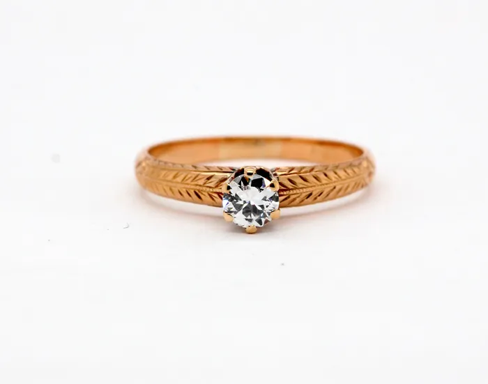 Rings FULLERS PURCHASE FROM PUBLIC Estate 18kr .25 ct European cut diamond ring h-vs2