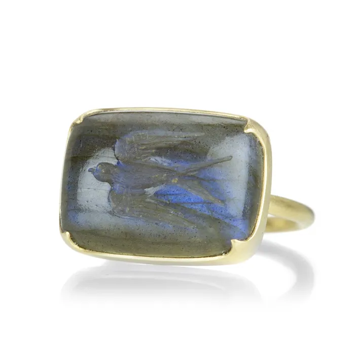 Rings Gabriella Kiss Labradorite Swallow Intaglio Ring