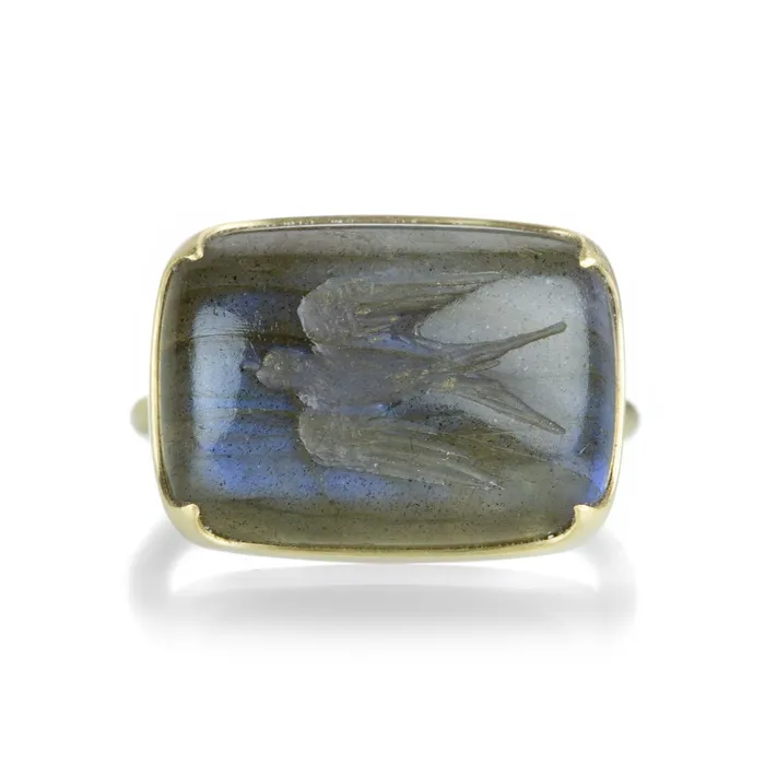 Rings | Gabriella Kiss Labradorite Swallow Intaglio Ring