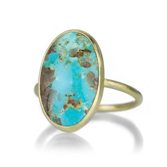 Rings Gabriella Kiss Large Persian Turquoise Gold Ring