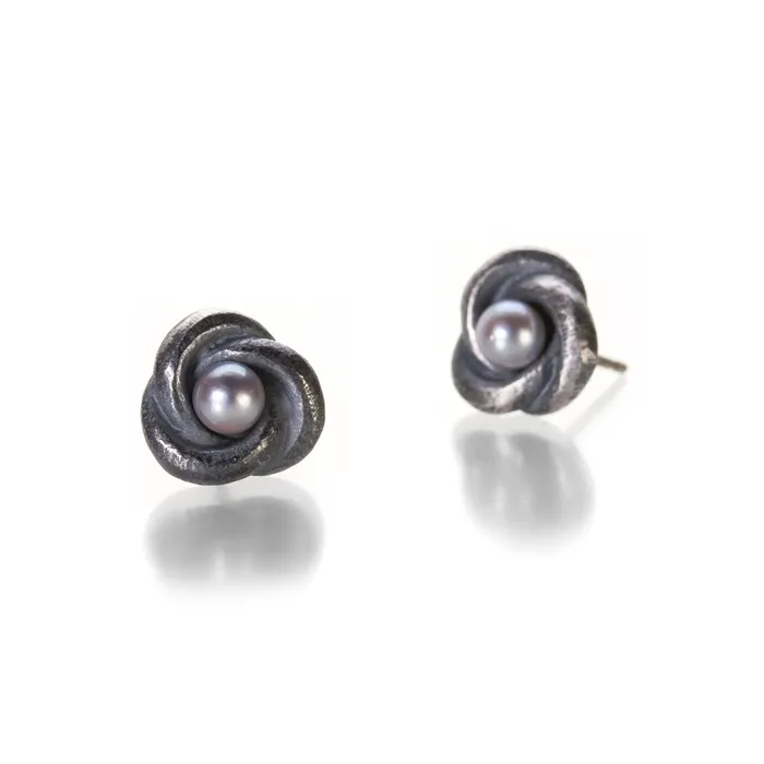 Rings John Iversen Silver Akoya Pearl Knot Studs