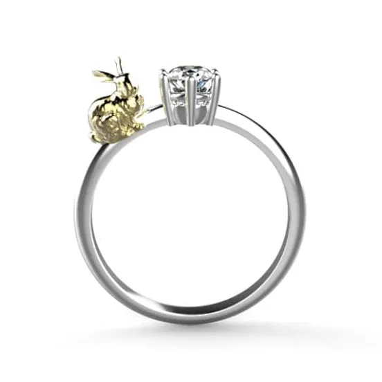 Rings MyUniqueRing Bunny Engagement Ring White Gold Rabbit