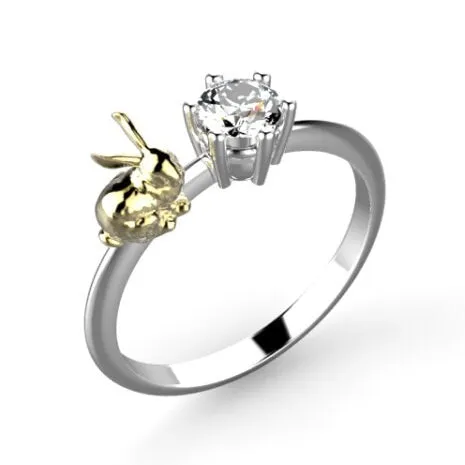 Rings | MyUniqueRing Bunny Engagement Ring White Gold Rabbit