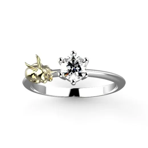 Rings | MyUniqueRing Bunny Engagement Ring White Gold Rabbit