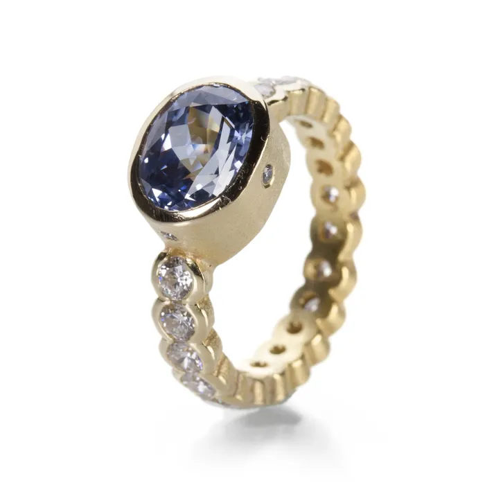 Rings Oval Light Blue Sapphire and Diamond Ring - Barbara Heinrich