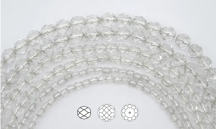 Rings PAS Jablonec Crystal Silver Lined Czech Fire Polished Round Faceted Glass Beads 16 inch strand