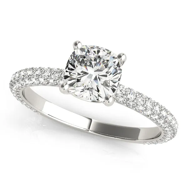 Rings PAVE ENGAGEMENT RING WITH CUSHION HEAD - Overnight Mountings Lab