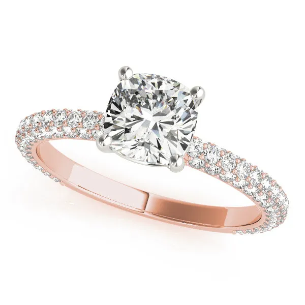 Rings | PAVE ENGAGEMENT RING WITH CUSHION HEAD - Overnight Mountings Lab