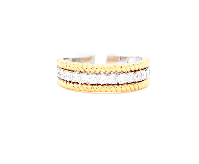 Rings PINK DIAMOND INC 18KTT Diamond and Gold Stacked Ring