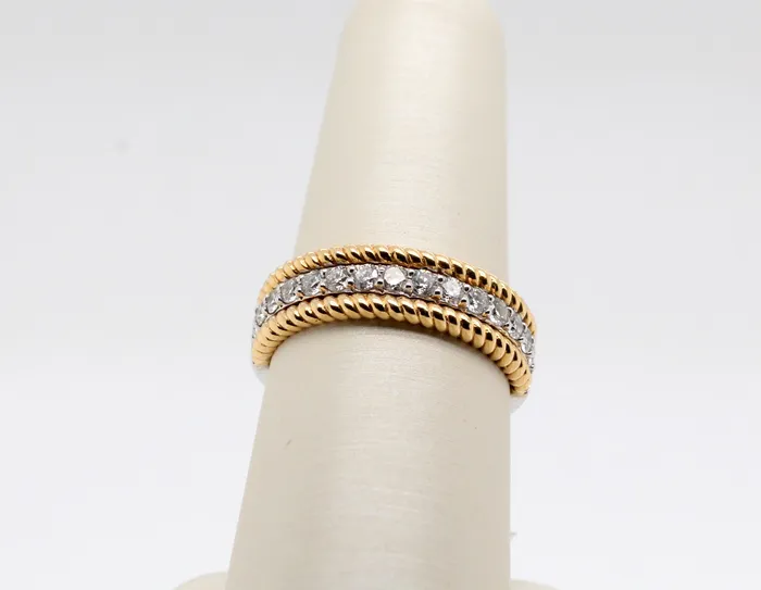 Rings | PINK DIAMOND INC 18KTT Diamond and Gold Stacked Ring