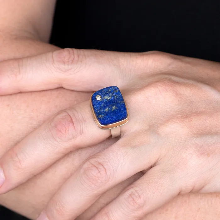 Rings | Rectangular Rough Cut Lapis Ring - Jamie Joseph