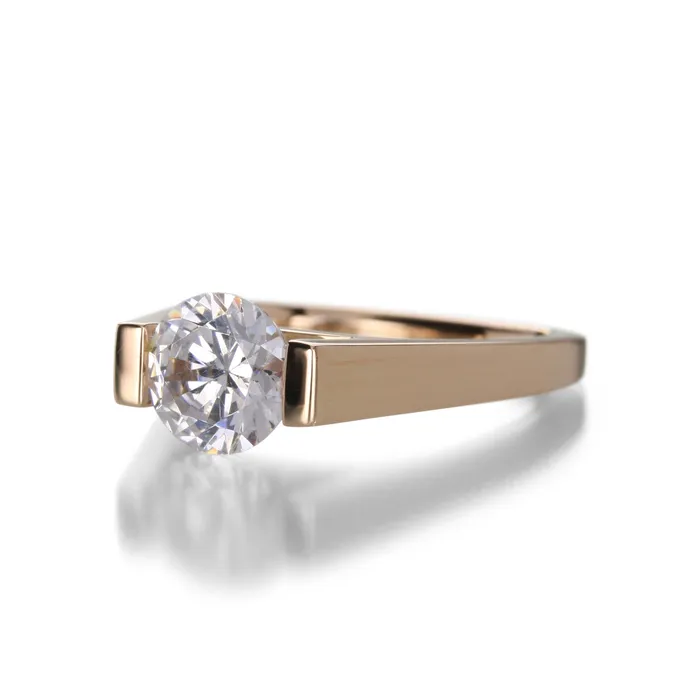 Rings Rose Gold Tapered Engagement Ring - Edward Burrowes