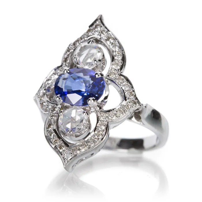 Rings Sethi Couture Sapphire and Rose Cut Diamond Ring