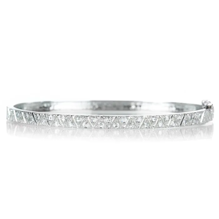 Rings White Gold and Rose Cut Diamond Bangle - Sethi Couture