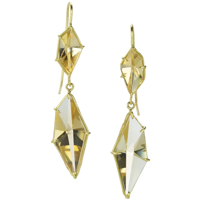 Rosanne Pugliese Earrings Geometric Champagne Citrine Double Drop Earrings