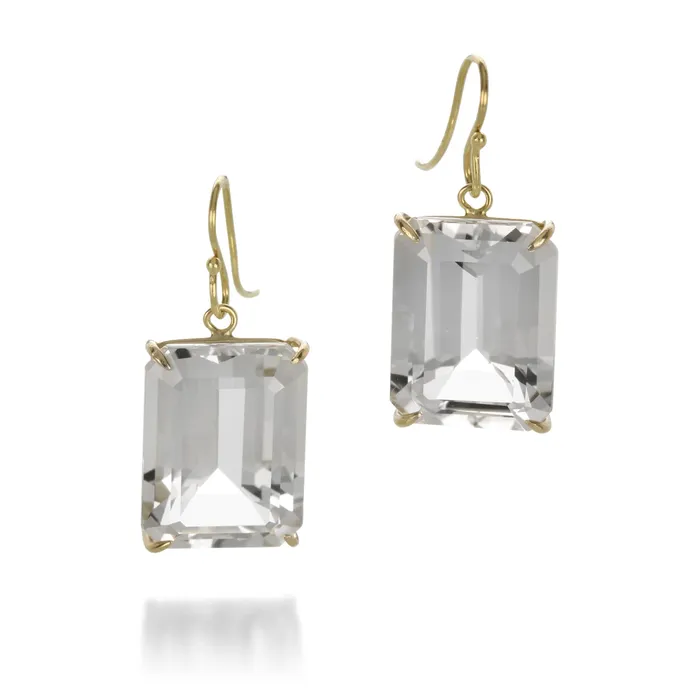 Rosanne Pugliese Earrings Medium Emerald Cut White Topaz Earrings