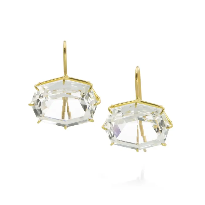 Rosanne Pugliese Earrings Octagon White Topaz Earrings