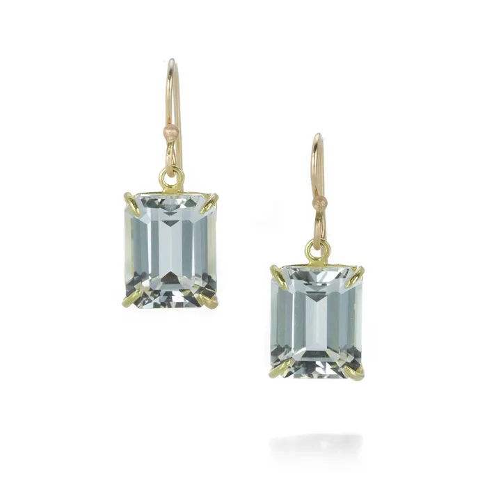 Rosanne Pugliese Earrings Small Emerald Cut White Topaz Drop Earrings