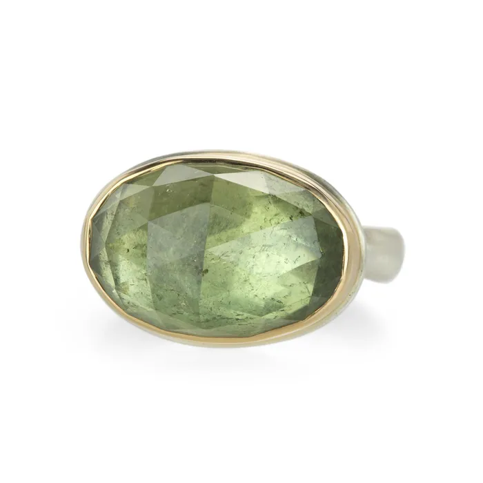 Rose Cut Light Green Tourmaline Ring Jamie Joseph Rings