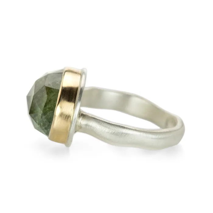 Rose Cut Light Green Tourmaline Ring | Jamie Joseph Rings