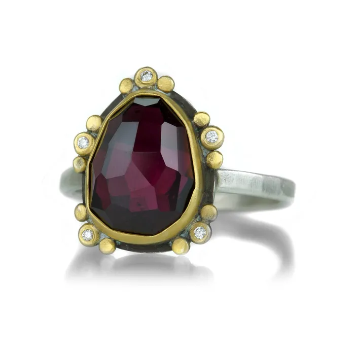 Rose Cut Rhodolite Garnet Ring Ananda Khalsa Rings